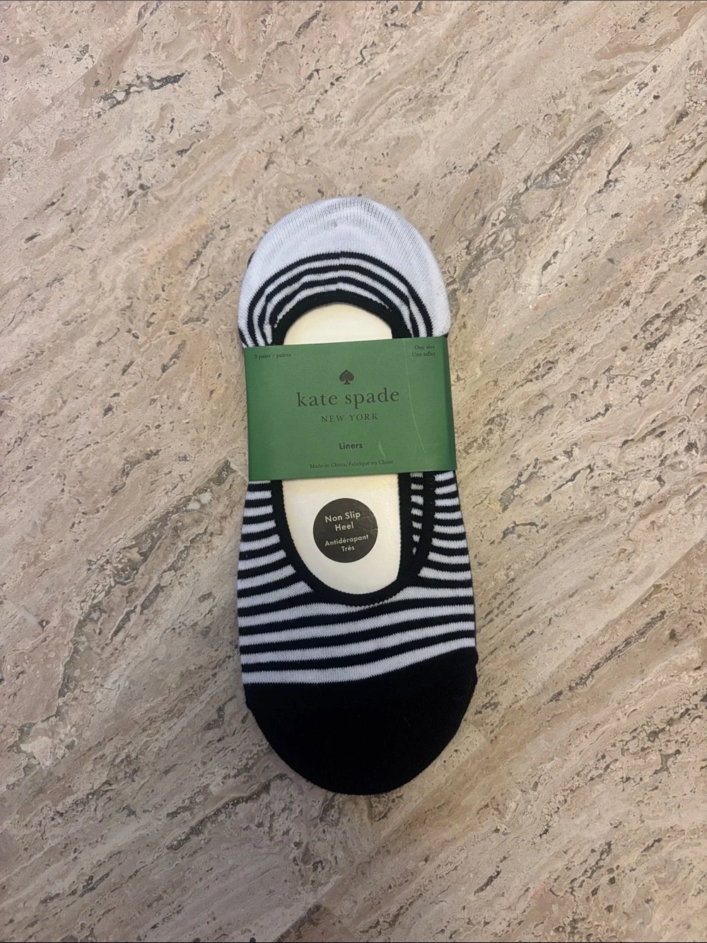 kate spade Black & White Striped No-Show Liners